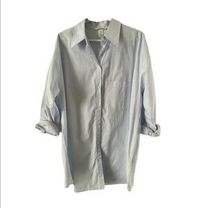 H&M blue and white stripe long shirt size M